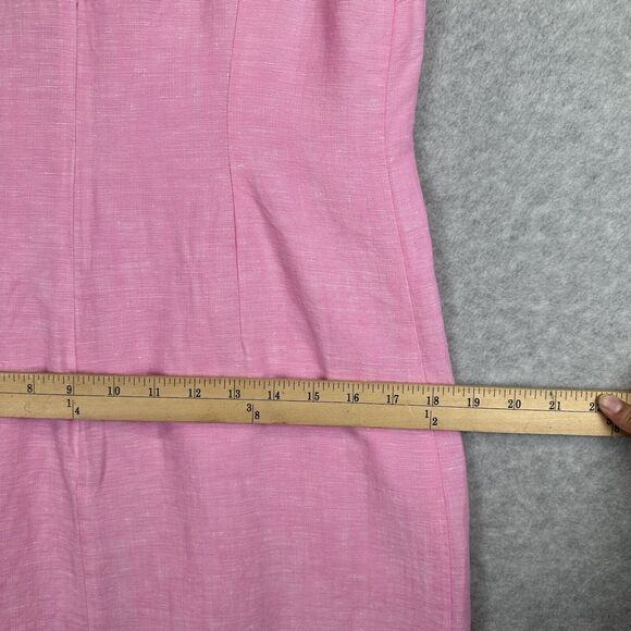 Talbot Linen Cotton Scalloped‎ Crochet Pink Lined Shift Dress Sleeveless Women 2 - Picture 9 of 14